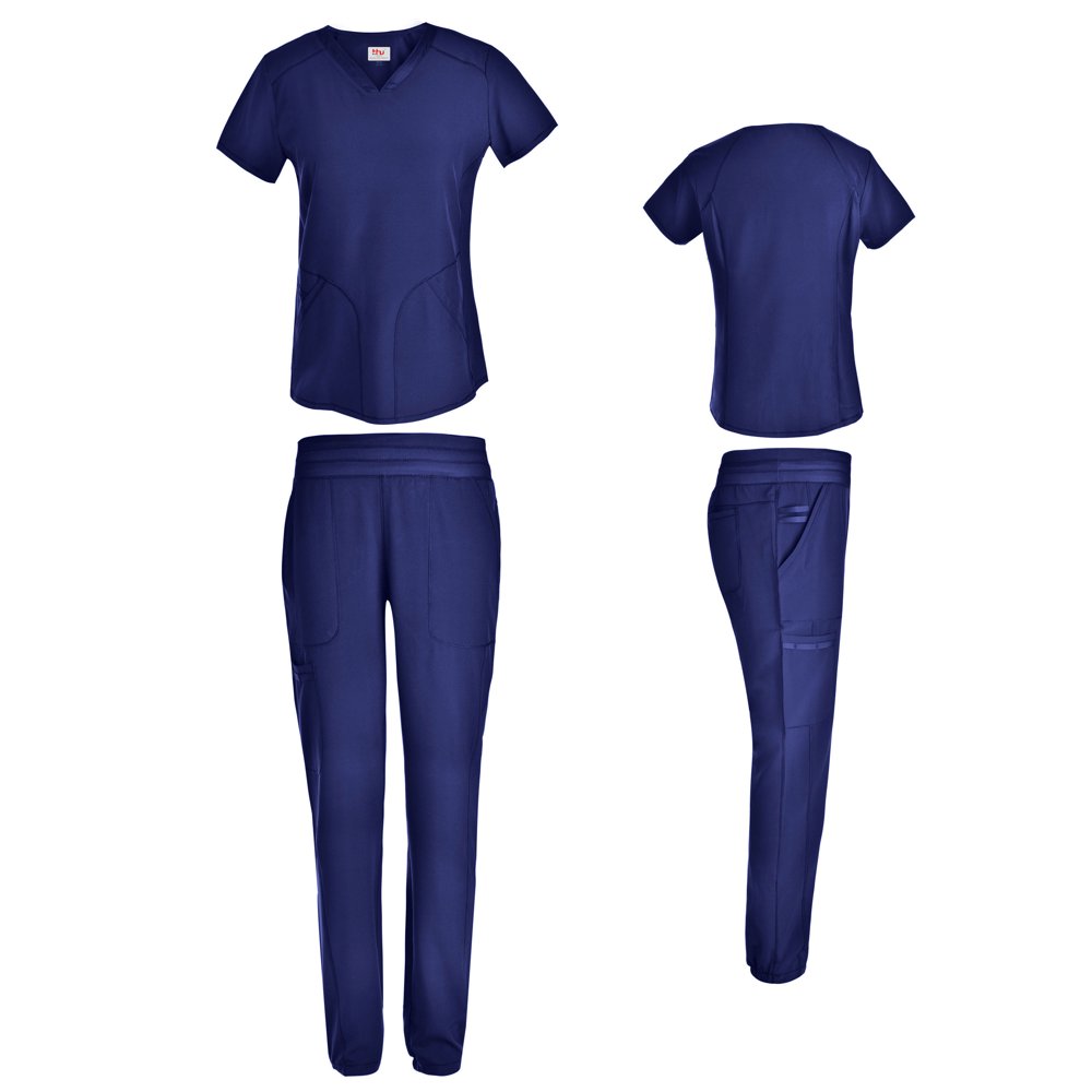 Beverly Hills Uniforms Women's 4 Way Stretch Top with Tapered Leg Scrub Pants