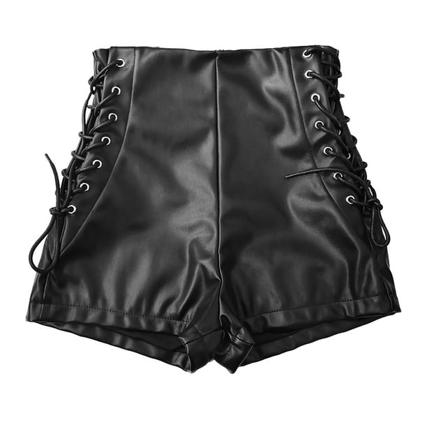 Women's Shorts Hot Pants PU Faux Leather Black Mid Waist Fashion Casual  Weekend Micro Elastic Short Women Shorts, Black, Small : :  Clothing, Shoes & Accessories