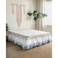 thumbnail image 2 of Blue Flower Wrap Around Bed Skirts for King Bed 16" Drop,Bed Skirt with Adjustable Elastic Belt Dust Ruffle Bed Valance for Bedroom Hotel Sage Green Eucalyptus Leaves Farm Plant Bed Frame Cover, 2 of 7