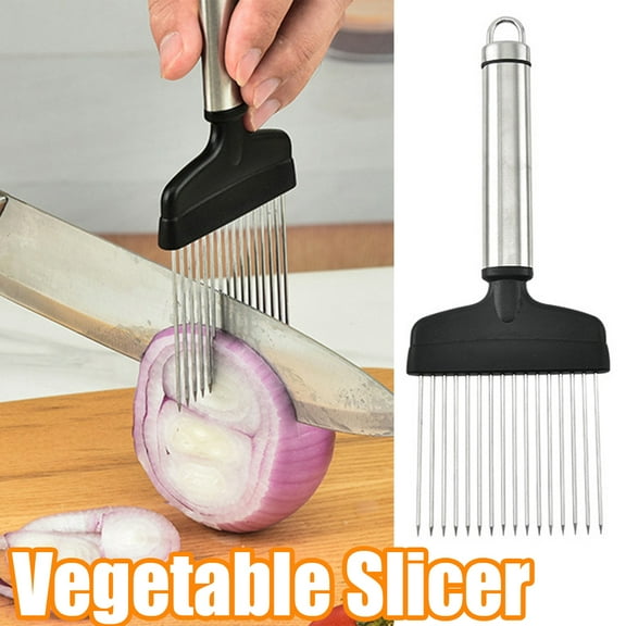 Cheers.US Onion Slicer, Onion Cutter Holder, Lemon Potato Tomato Slicer, Vegetable Stalking Fork, Meat Tenderer, Stainless Steel Kitchen Slicer for Slicing Onions,Avocados,Eggs