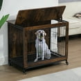 thumbnail image 2 of M optimized 38/23 Inch Dog Crate Dog Kennel Wooden Dog Crate End Table Metal Mesh Dog Cage with Removable Tray Adjustable Wheel for Small Medium Large Dogs, 2 of 9