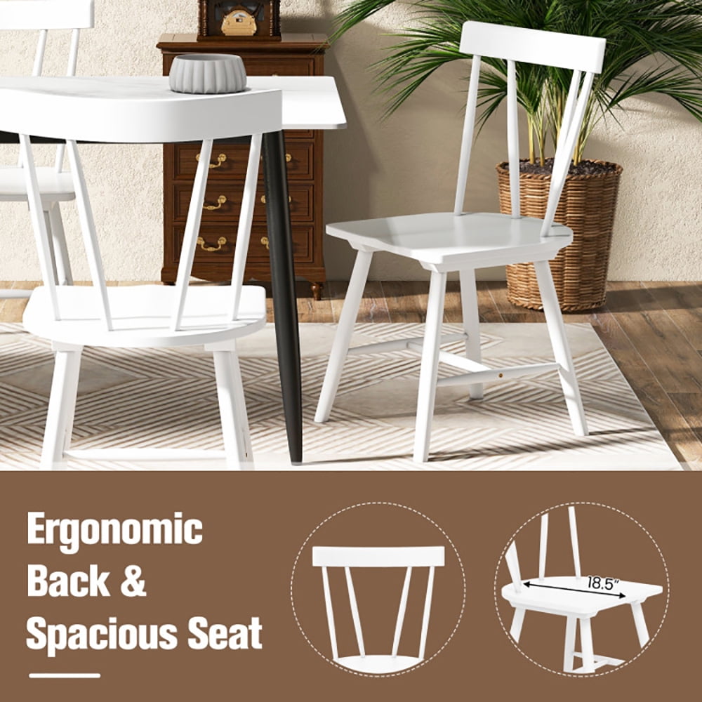 Finihen Wood Dining Chairs, Solid Rubber Wood Armless Kitchen & Dining Room Chairs, Easy to Assemble Wooden Dining Chairs, Modern Dining Chair, White