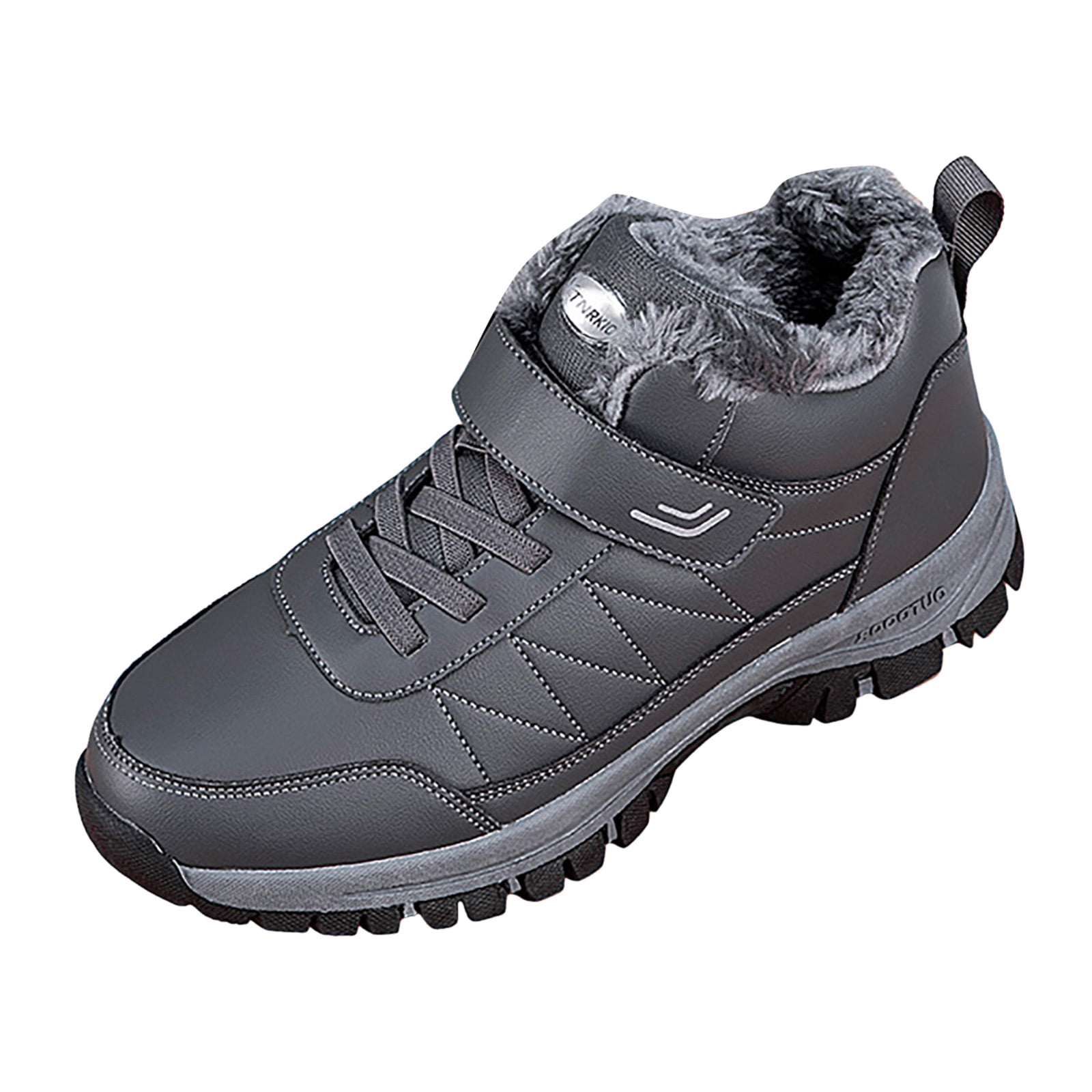 Waterproof Snow Boots for Women Outdoor AntiSlip Trekking Hiking Shoes Lace up Hook and Loop Plush Lined Winter Booties Grey 10