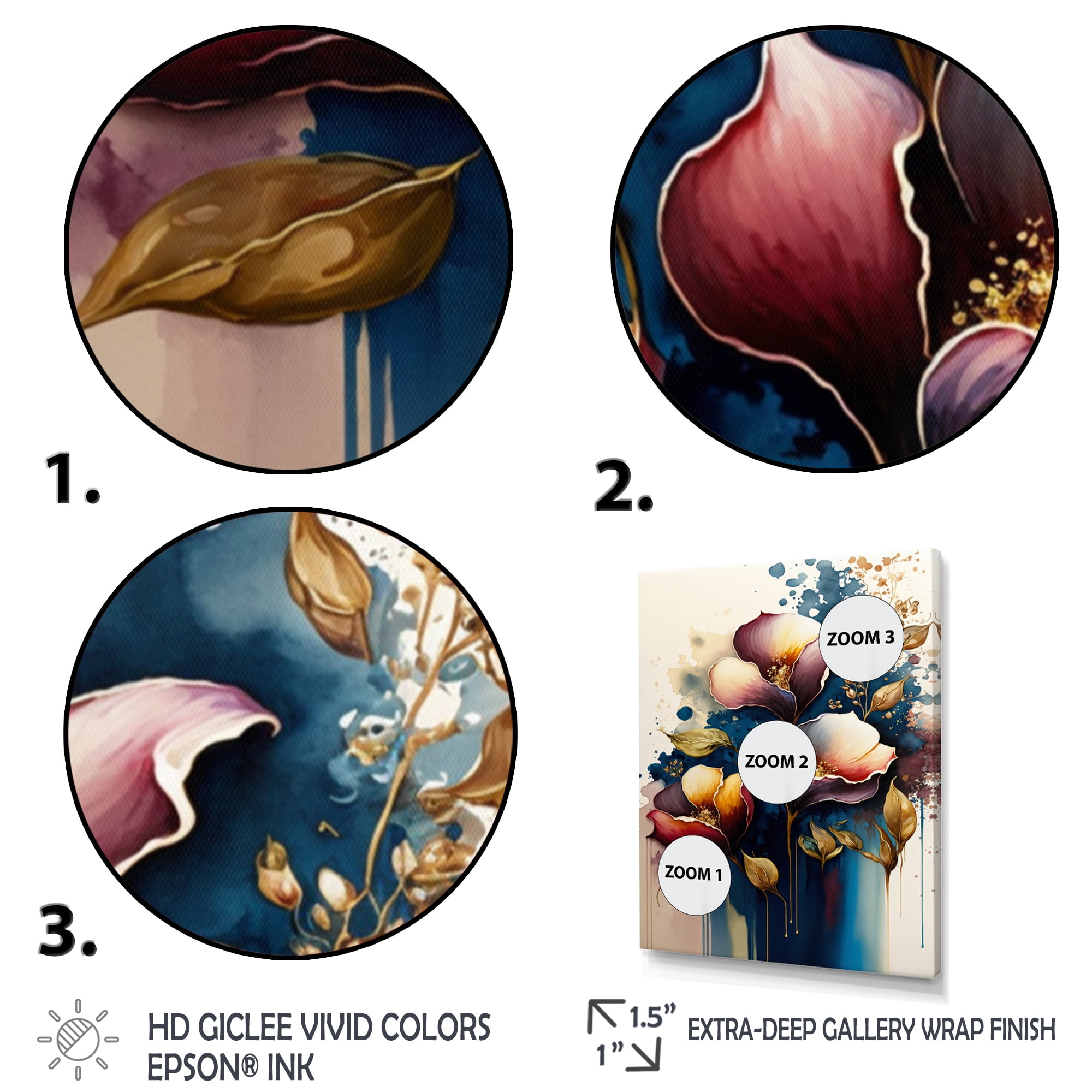 Designart Blue And Burgundy Cally Lily Bouquet III Canvas Wall Art