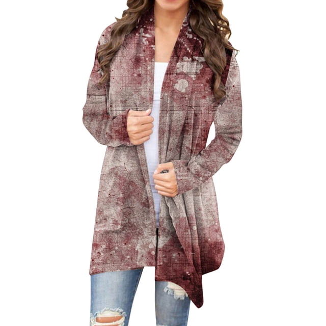 LOVZFMLL Cardigan pour Femmes Mode Halloween Imprimé Cardigan à Manches Longues Veste