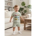thumbnail image 4 of BemeyourBBs Toddler Baby Boys Summer Clothes Waffle Knit 2 Piece Outfits Excavator Truck Vehicles Embroidery Short Sleeve T Shirt Tops and Pockets Shorts Set, 4 of 9