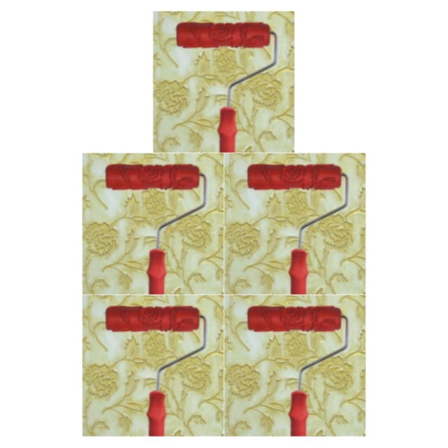 Qarigey 6.85 Inch Wall Empaistic Flower Pattern with Plastic Handle Painting Roller Type2 NO2