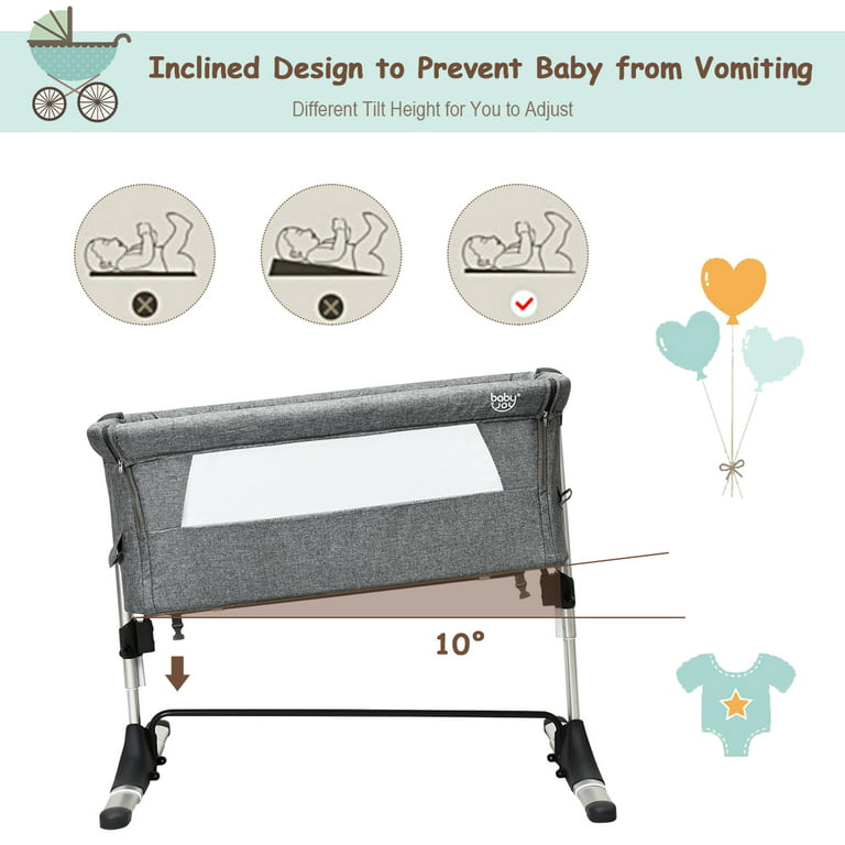Portable Baby Bed Travel Bassinet Crib with Carrying Bag-Gray