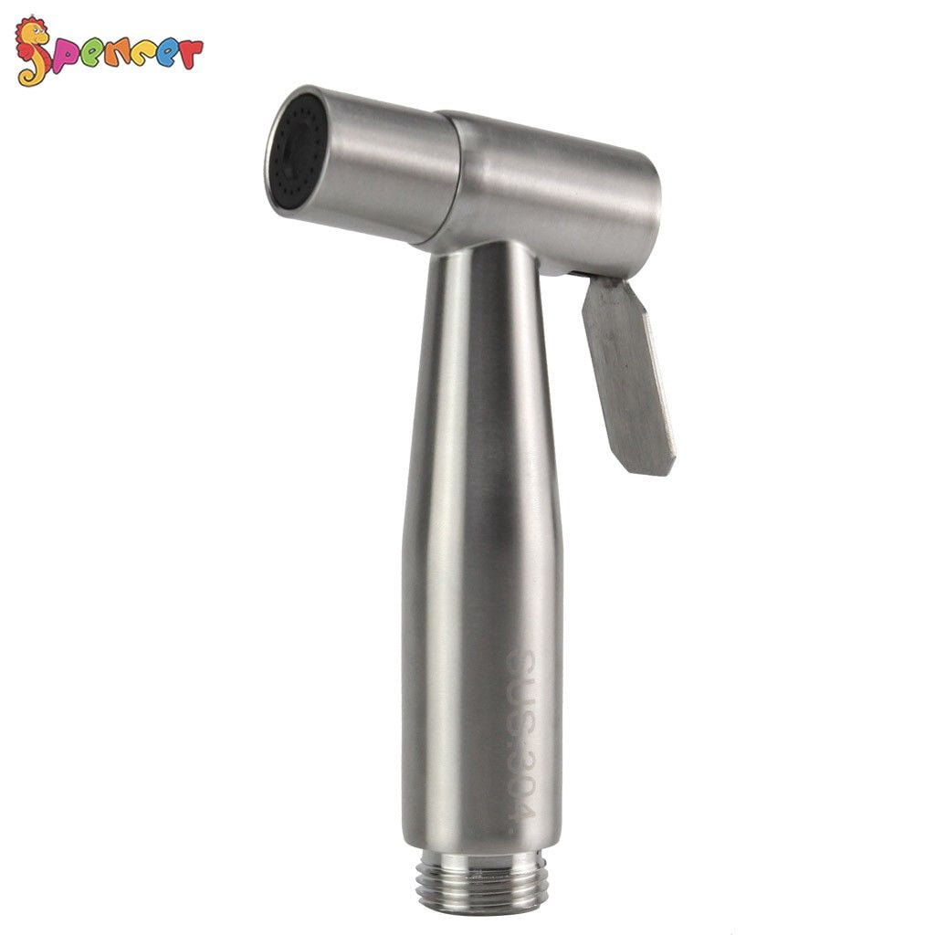 Spencer Hand Held Bidet Toilet Sprayer Kit Stainless Steel Toilet Shattaf Bidet Shower Sprayer Bathroom Cloth Diaper Washer with 7.8" T-Adapter Valve Hose for Pet Bath for Pet Bath