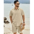 thumbnail image 4 of COOFANDY Mens Short Sets 2 Piece Outfits Casual Button-Down Shirts Beach Wedding Attire, 4 of 10