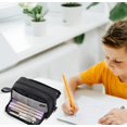 thumbnail image 4 of Mifelio Double Layer Pencil Case, Large Pencil Pouch with Double Zipper Compartments, Pen Organizer Bag for Study Office Supplies, #02, 4 of 6