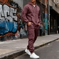 thumbnail image 5 of Hearthz Sweatsuits Men 2 Piece Outfit Zip Up Fleece Hoodies and Cargo Sweatpants Set Winter Sweatsuit Outfits, 5 of 10
