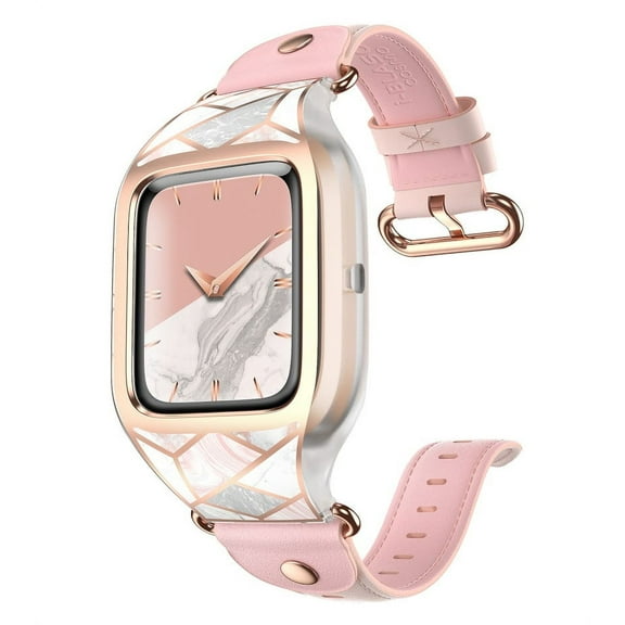 i-Blason Band Designed for Fitbit Versa 2, [Cosmo] Stylish Sporty Protective Case with Adjustable Leather Wristband (Marble)