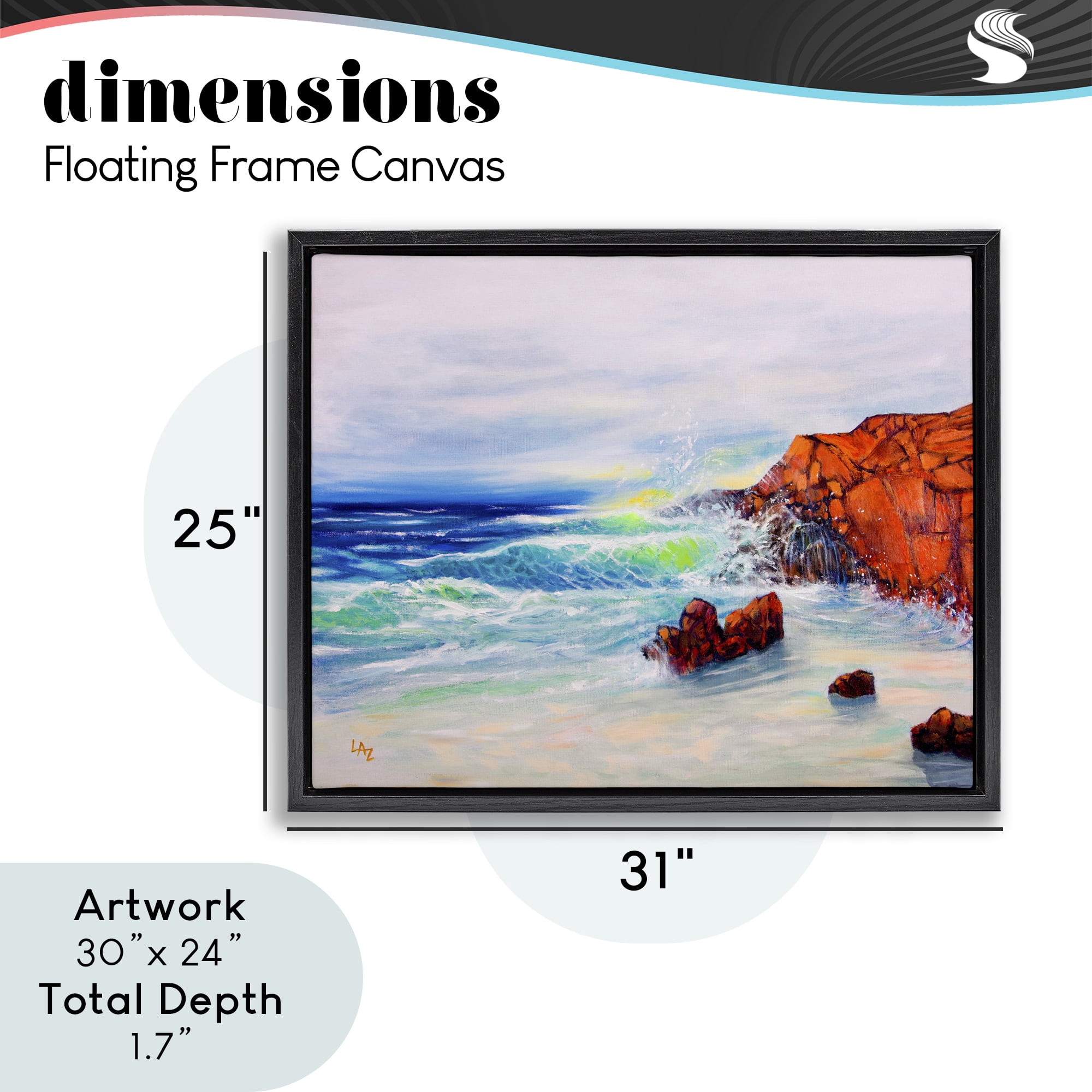 Stupell Industries Deep Blue Rocky Beach Black Framed Floater Canvas Wall Art, design by Lee Ann Zirbes