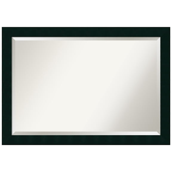 Tribeca Black Beveled Wood Bathroom Wall Mirror