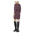 thumbnail image 2 of JESSICA HOWARD Womens Burgundy Knit Ribbed Elasticized Waist Dolman Sleeve Boat Neck Short Wear To Work Blouson Dress 10, 2 of 4