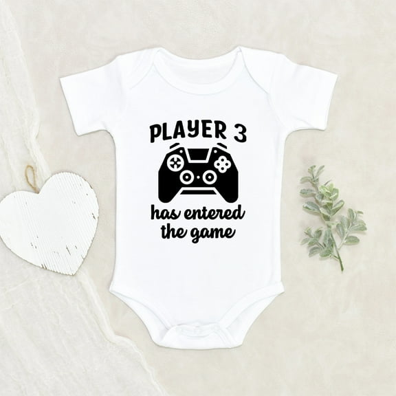Funny Baby Clothes - Third Player Has Entered Game Baby Clothes - Pregnancy Announcement Clothes