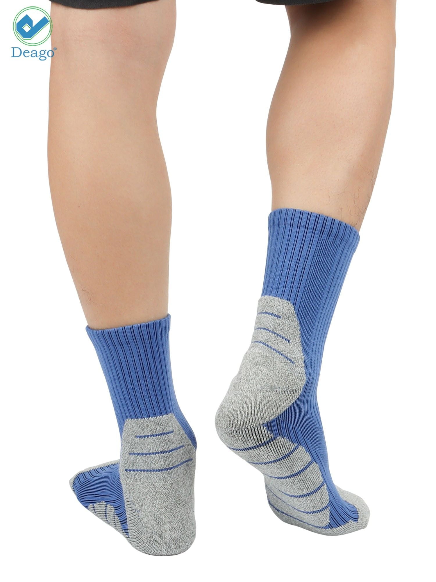 Deago 5 Pairs Men's Athletic Ankle Socks Low Cut Cushioned Comfort Cotton Running Socks Size 8-12 (Green)