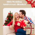 thumbnail image 3 of Wedding Anniversary Blanket Couples Present,10th Anniversary Present Blanket for Him and Her,10 Year Anniversary Present for Couple Mom Dad Parents Valentine''s Flannel Throw Blanket, 3 of 6