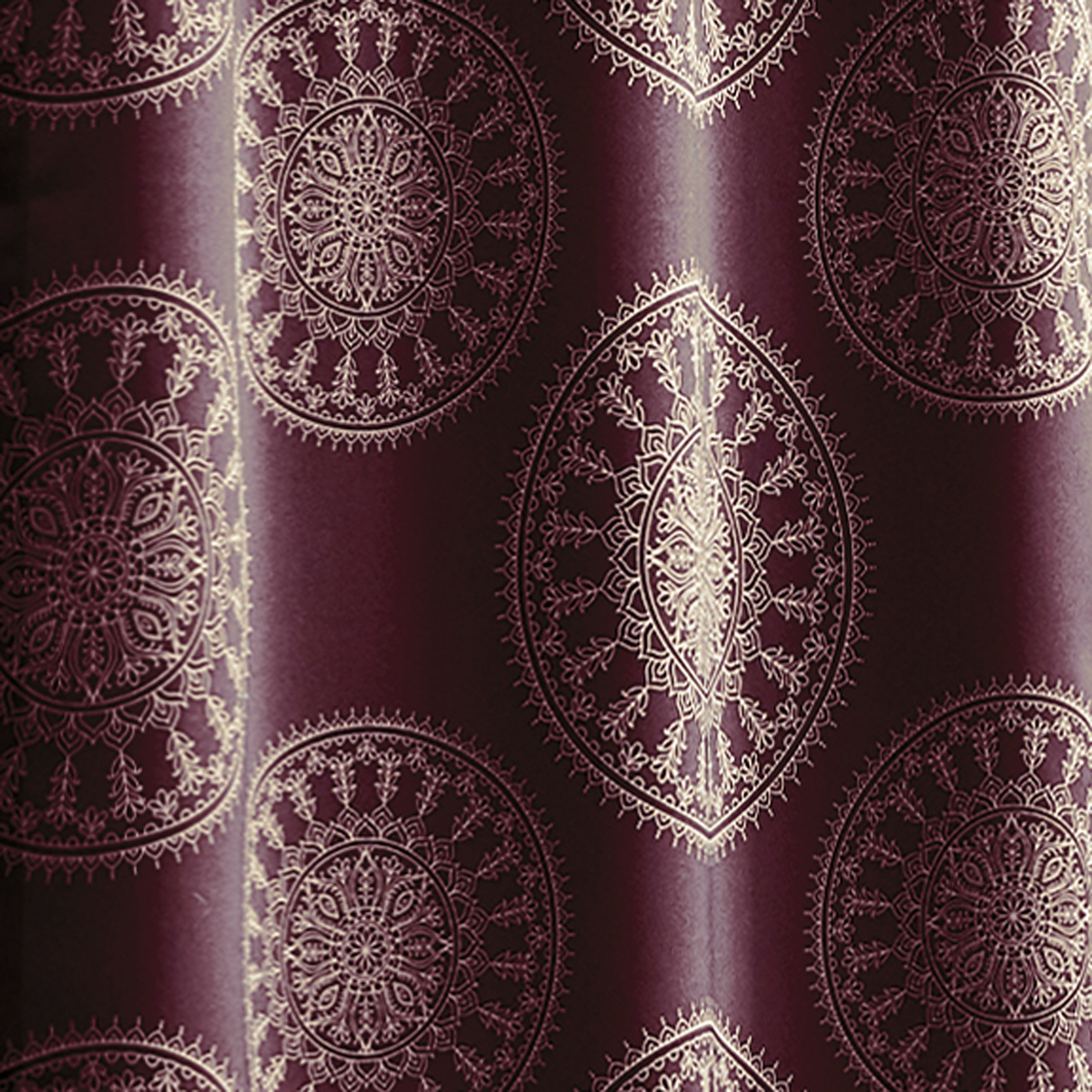 Mainstays Blackout Curtain Panel Pair, Set of 2, Medallion Burgundy, 30"W x 84"L