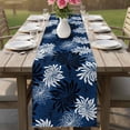 thumbnail image 4 of Blue Black Flowers Table Runner 72 Inches, Modern Abstract Blooms Floral Bed Runner Dresser Scarves Tabletop for Indoor Outdoor Parties/Ceremony/Banquet, 13" x 72", 4 of 9