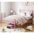 thumbnail image 2 of Yeshouse estructura de cama individual de metal con cabecero y piecero de diseño de corazón, plataforma con listones resistentes, espacio de almacenamiento bajo la cama, no requiere somier, 2 of 7