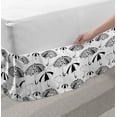 thumbnail image 2 of Black and White Bed Skirt, Ornate Umbrella with Minimalist Stripes and Floral Features Artwork, Elastic Bedskirt Dust Ruffle Wrap Around for Bedding Decor, 4 Sizes, Black White, by Ambesonne, 2 of 2