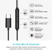 MEE audio SleepTones USB-C Wired Silicone Sleeping Earbuds with Built-In Mic & Volume Controls