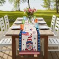 thumbnail image 4 of Table Runners 120 Inches Long Dress Scarves, Independence Day Farmhouse Coffee/Dining/Kitchen Table Runner for Living Room, US Flag Gnomes Star Striped Burlap 13x120 Inch, 4 of 9