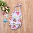 thumbnail image 3 of ITFABS Girls Summer Sleeveless Swimsuit Off Shoulder Print Halter Swimwear, 3 of 5
