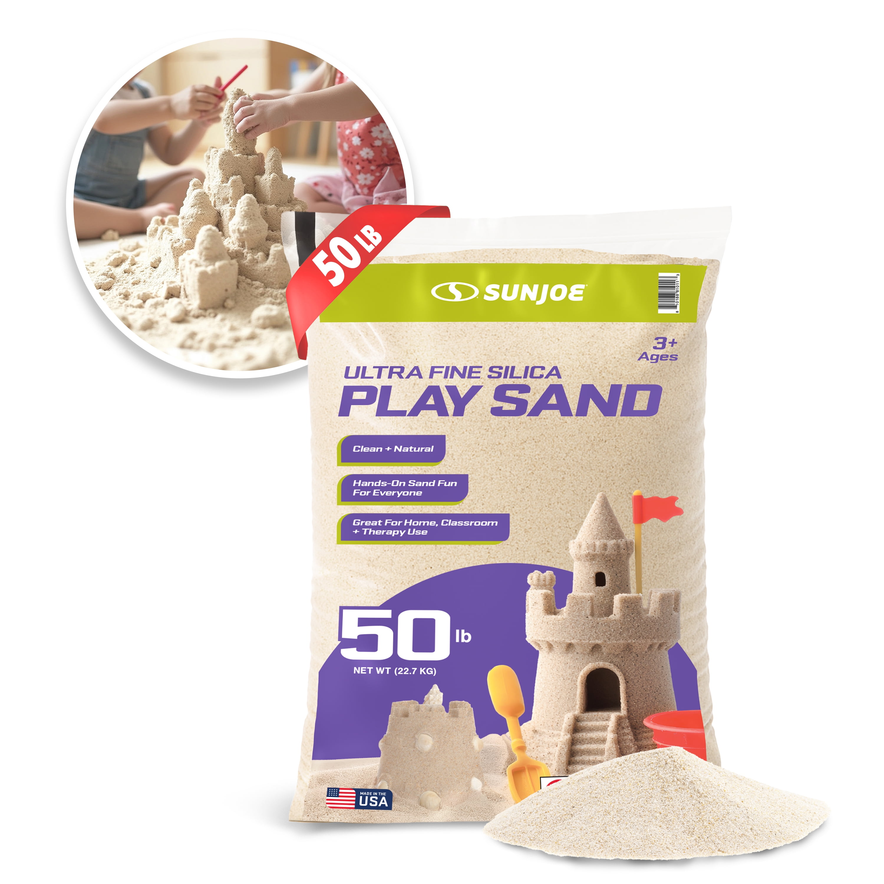 Sun Joe, Ultra Fine Silica Play Sand, PLYSAND50, 50 Pounds
