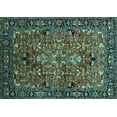 thumbnail image 1 of Ahgly Company Machine Washable Indoor Rectangle Oriental Turquoise Blue Traditional Area Rugs, 2' x 5', 1 of 4