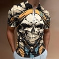 thumbnail image 2 of Indian Devil Skull Men Zipper T-shirt Summer Casual Short Sleeve T-shirt Top, 2 of 7