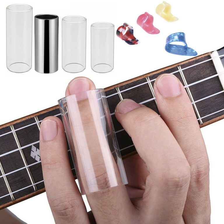 LeKY Guitar Slide Solid Full Sound Stainless Steel Hard Rust-Proof Glass  Guitar Finger Slider with Box for Instrument White