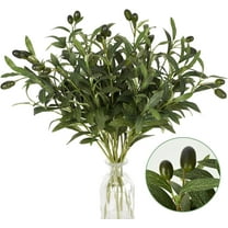 5Pcs Olive Branches for Vases, Faux Olive Tree Branches with Lifelike Olives, Artificial Greenery Stems for Vases Centerpieces Floral Arrangements Decor, 18 Inch