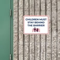 thumbnail image 4 of Classic Framed Plus Children Must Stay Behind the Barrier Door or Wall Sign | Child Safety Business Signs - Small, 4 of 8