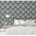 thumbnail image 4 of S4Sassy Self-Stick Decorative Boho Wallpaper, Floral Patch Print Wall Paper, Vinyl Waterproof Contact Paper, Blue, 25"X 120" Removable Renter Friendly Walls Covering For Bedroom, Dining Room, 4 of 8