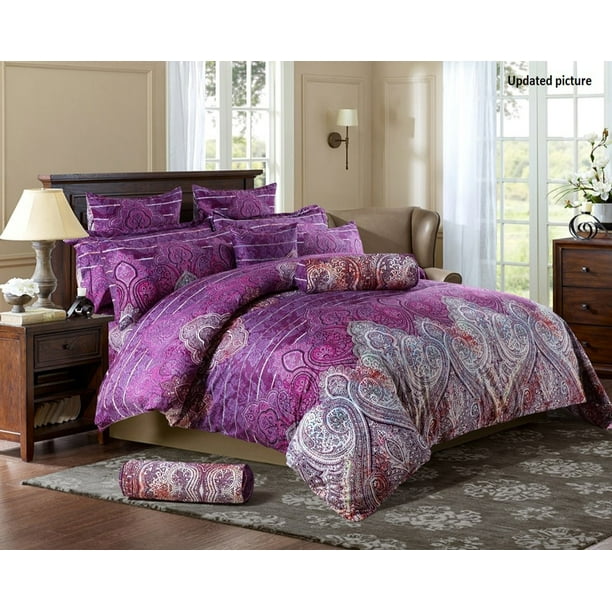 Swanson Beddings Purple Paisley 3Piece Duvet Bedding Set Duvet Cover