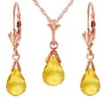 thumbnail image 1 of Galaxy Gold 14k Rose Gold Jewelry Set: Natural Briolette Citrine 24" Pendant Necklace and Dangle Earrings, 1 of 1