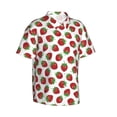 thumbnail image 2 of Fotbe Hand Drawn Strawberry Hawaiian Shirt for Men Unisex Summer Beach Casual Short Sleeve Cotton Linen Button Down Shirts-Large, 2 of 9