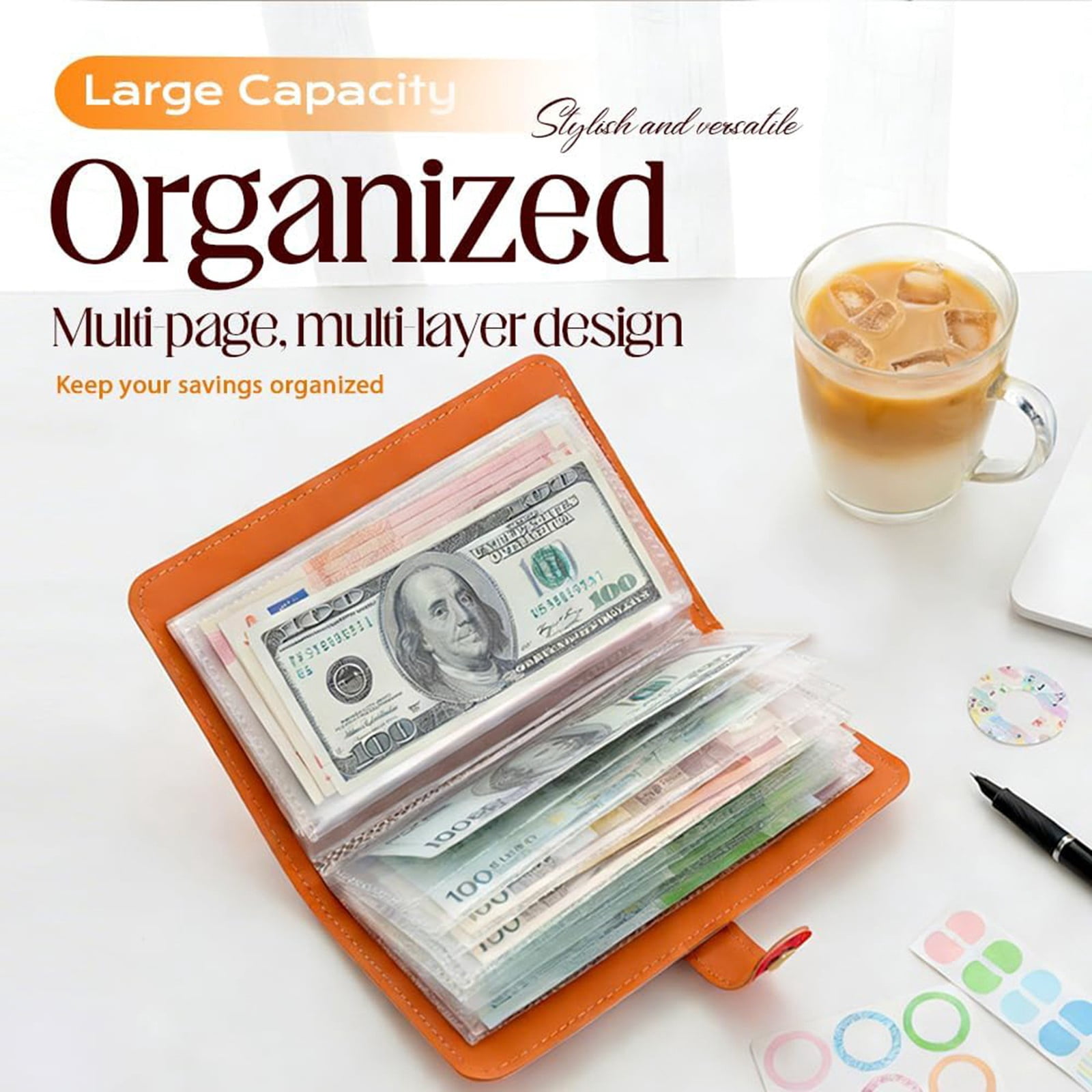 ZOURIH 100 Envelope Savings Challenge Book,Cash Budget Planner A5 Binder,Savings Challenges Book organizer Folder,Easy and Fun Way to Save $5,050,Black