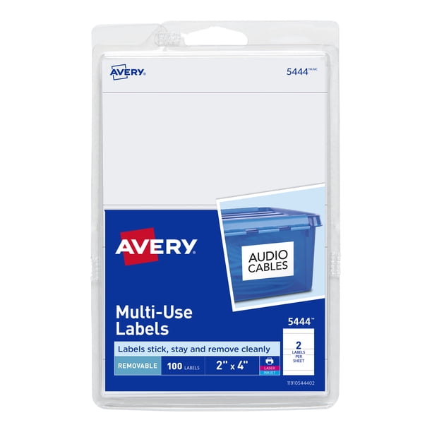 Avery Removable Labels, 2" x 4", 100 Count (5444)