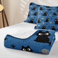 thumbnail image 4 of Manfei Cartoon Cat Bed Spread Queen, Kitten Paw Print Queen Coverlet Set, Deep Blue, 3 Pieces, 1 Quilt and 2 Pillowcases, 4 of 7