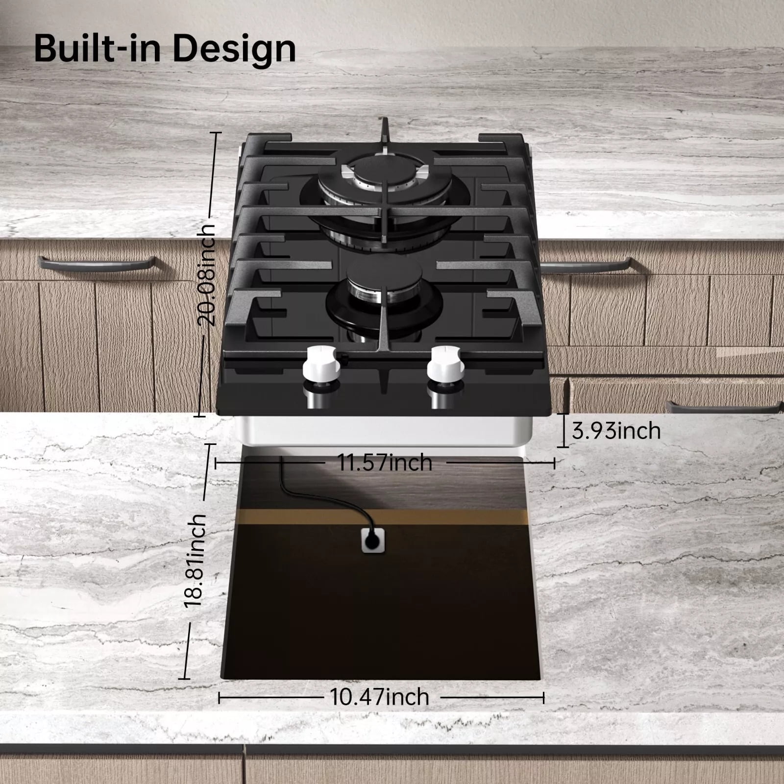 Amzgachfktch 12 Inch Built-in Gas Cooktop with Thermocouple Protection, LPG/NG Dual Fuel
