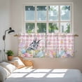 thumbnail image 3 of Easter Tier Curtains 36 Inch Length, Spring Rabbit Egg Botanical Flowers Leaf Pink Check Cafe Short Curtains for Bathroom Over Sink, Small Kitchen Curtain Light Filtering Drapes 2 Panels 27.5"Wx36"L, 3 of 8