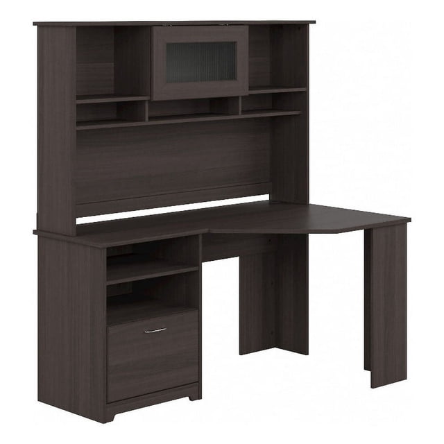 Cabot Corner Desk with Hutch in Heather Gray - Engineered Wood