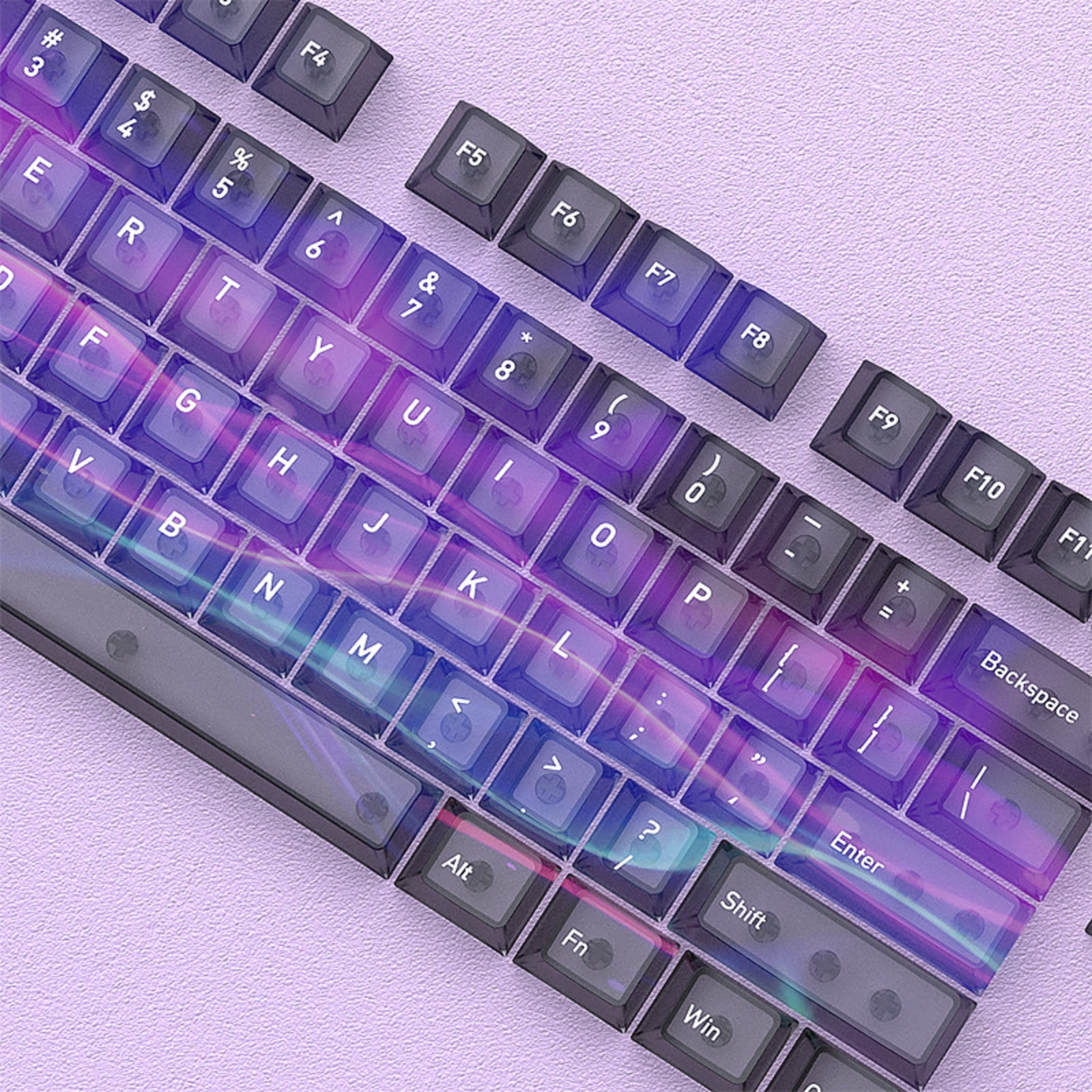 Transparent Gaming Keycaps Multi-Color 60 / 75 / 104 Layouts