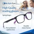 thumbnail image 5 of In Style Eyes Super Strong Men's Reading Glasses - Magnification, Flexible Frame, Single Vision, Plastic, Classic, 7.0x, Clear Tint, Purple 1 Pair, 5 of 6