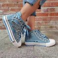 thumbnail image 3 of Women Zip Rat Denim Sneakers Casual High Top Shoes, 3 of 5