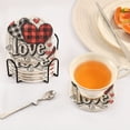 thumbnail image 5 of Haosy Set of 6 Drink Woven Coaster with Holder Heat Resistant Non-Slip Bar Coasters 4 Inches Love Checkered Heart, 5 of 7